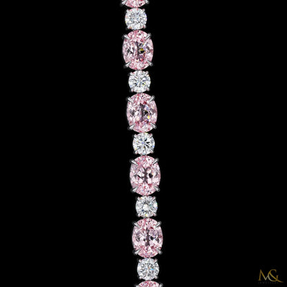 Lab-Grown Pink Morganite Oval & Round Diamond Tennis Bracelet | 26A-B06021 | 14K Gold