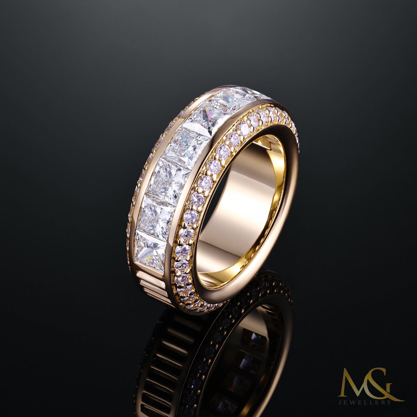 14K Yellow Gold Lab-Grown Diamond Men's Ring