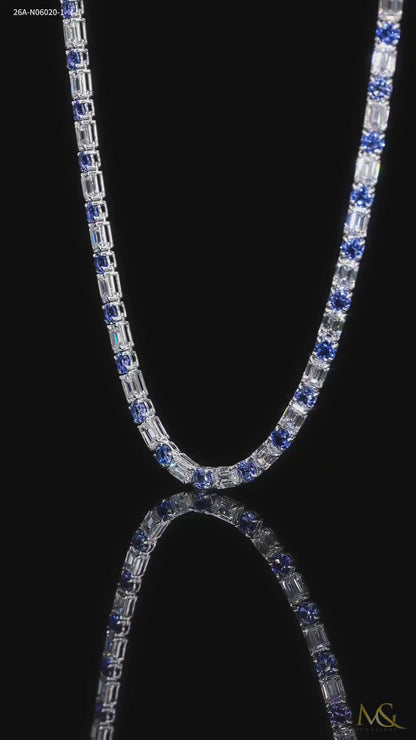 Lab-Grown Diamond & Spinel Tennis Chain | N06020-1 | 14K White Gold