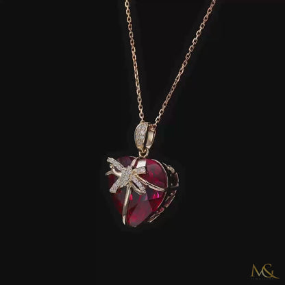 Lab-Grown Ruby & Diamond Heart Pendant Necklace