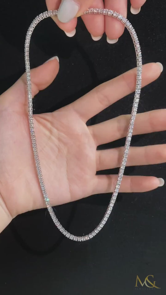 M&G Jewellery 38ct diamond tennis chain shown in hand