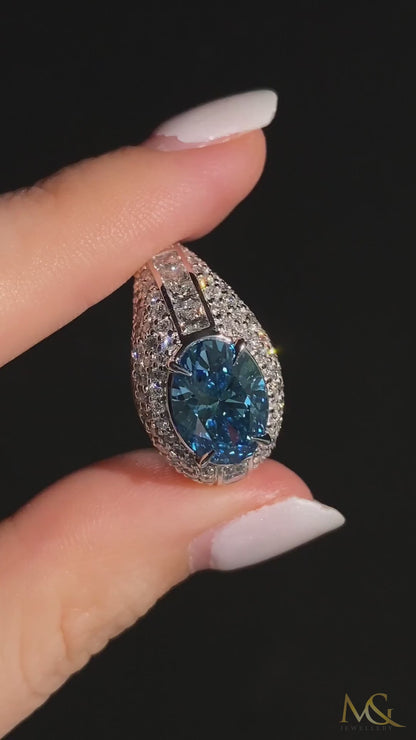 Lab-Grown Blue Diamond Men's Dome Ring