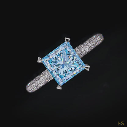 Vivid Blue Diamond Ring | SR629 | 14K White Gold