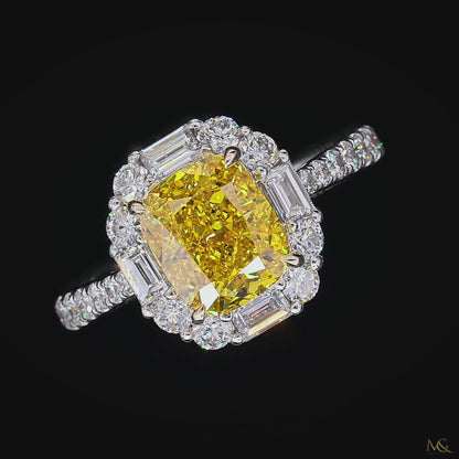 Lab-Grown Yellow Diamond Ring | HR591 | 14K Two-Tone White & Yellow Gold