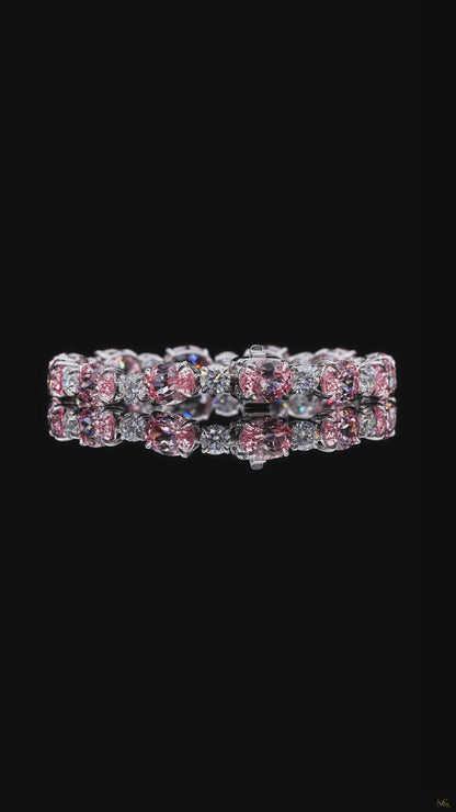 Lab-Grown Pink Morganite Oval & Round Diamond Tennis Bracelet | 26A-B06021 | 14K Gold