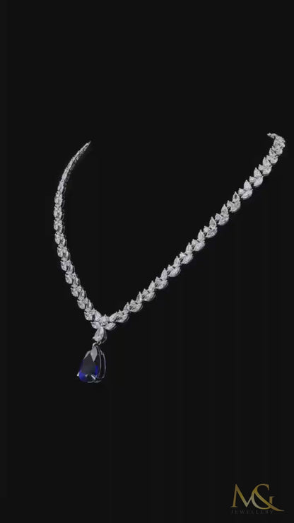 Lab-Grown Diamond & Sapphire Fancy Cut Necklace