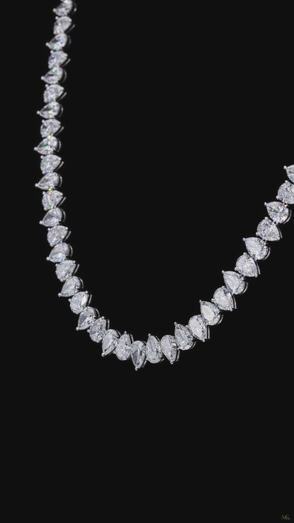 Lab-Grown Pear Diamond Tennis Chain | N06100 | 14K White Gold