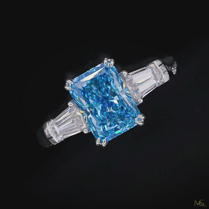 Lab-Grown Blue Diamond Ring | R0936 | 14K White Gold