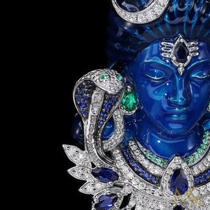 Lord Shiva brooch — cobra with emerald eyes